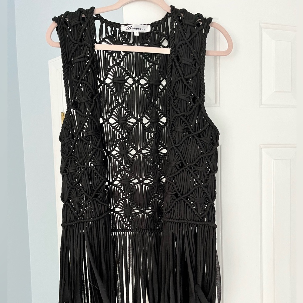 Banana USA Black Fringe Vest